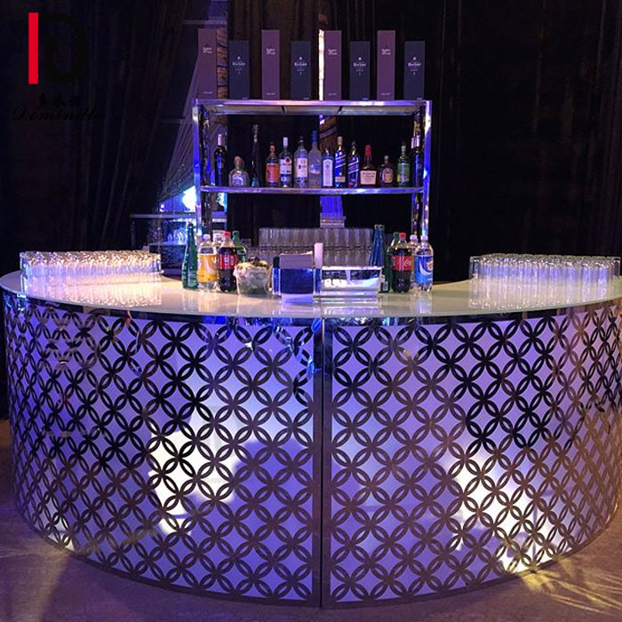 party events gold stainless steel frame round metal bar table with glass top