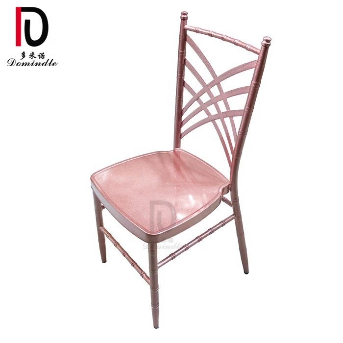 China Gold Stainless Steel Event Chair –  Wedding chavari metal pink rental shop stacking indoor hotel dinner chair – Dominate