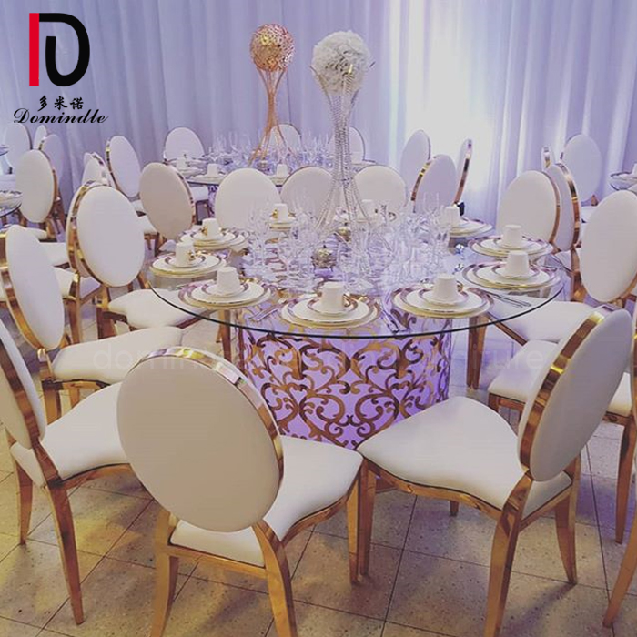 Wholesale New Design Stainless Steel Table –  gold stainless steel Laser Cut Base wedding table with LED light – Dominate