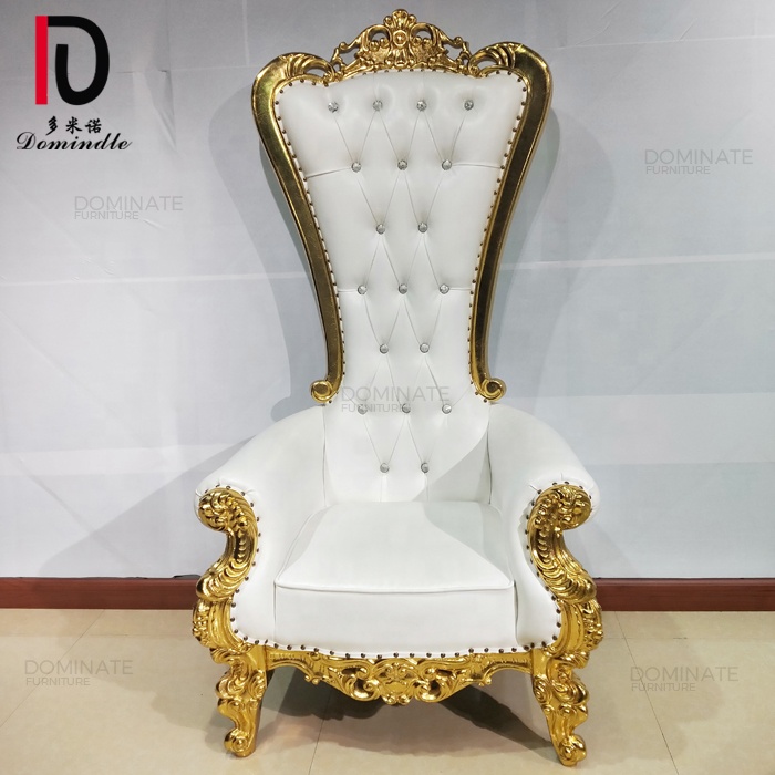 Factory direct sale king throne wooden frame gold events bridal chairs for wedding