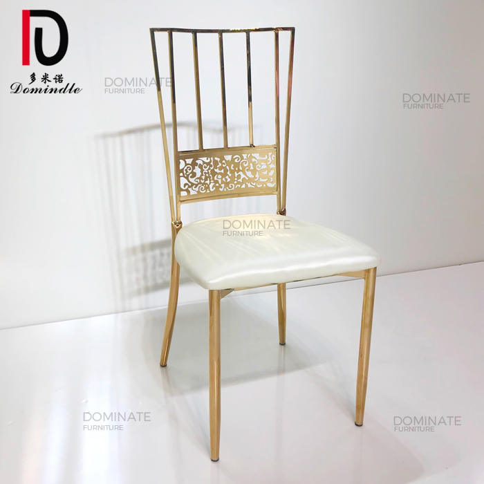 2019 China New Design High Quality Banquet Chair - Rental gold iron frame soft leather cushion dining hotel chairs furniture – Dominate