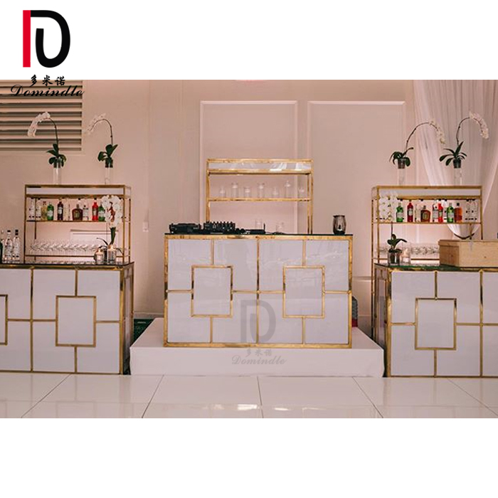 OEM Elegant New Design Metal Event Table –  Dominate new simple design gold stainless steel straight bar counter – Dominate