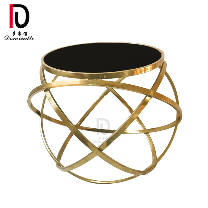 modern round tempered glass top stainless steel coffee table for wedding