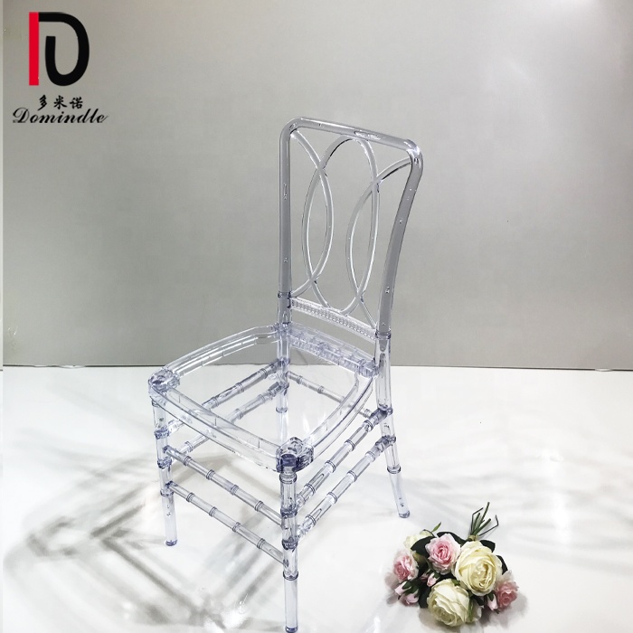 China Modern Gold Metal Hotel Chair – 
 Clear crystal x design back stackable wedding furniture modern plastic chair – Dominate