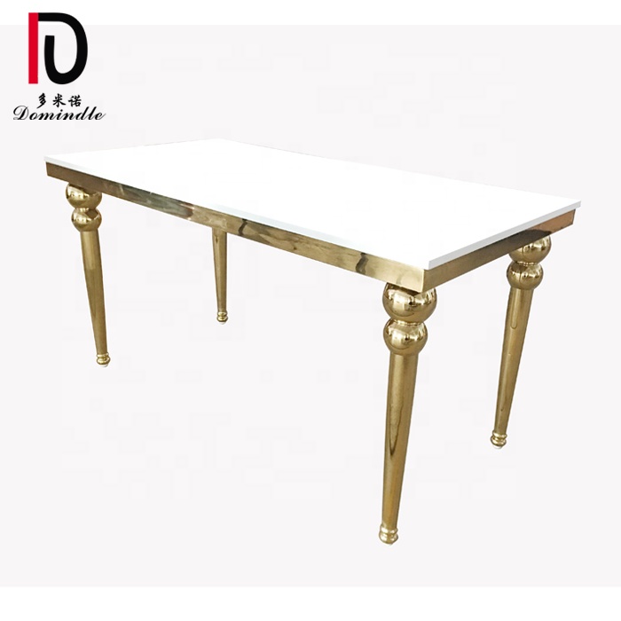 gold frame stainless steel MDF top wedding banquet table