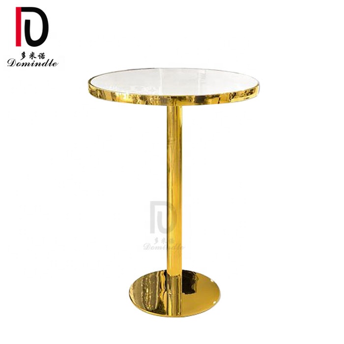 China Gold Wedding Table –  Wedding decoration stainless steel rim marble top coffee modern tea table – Dominate