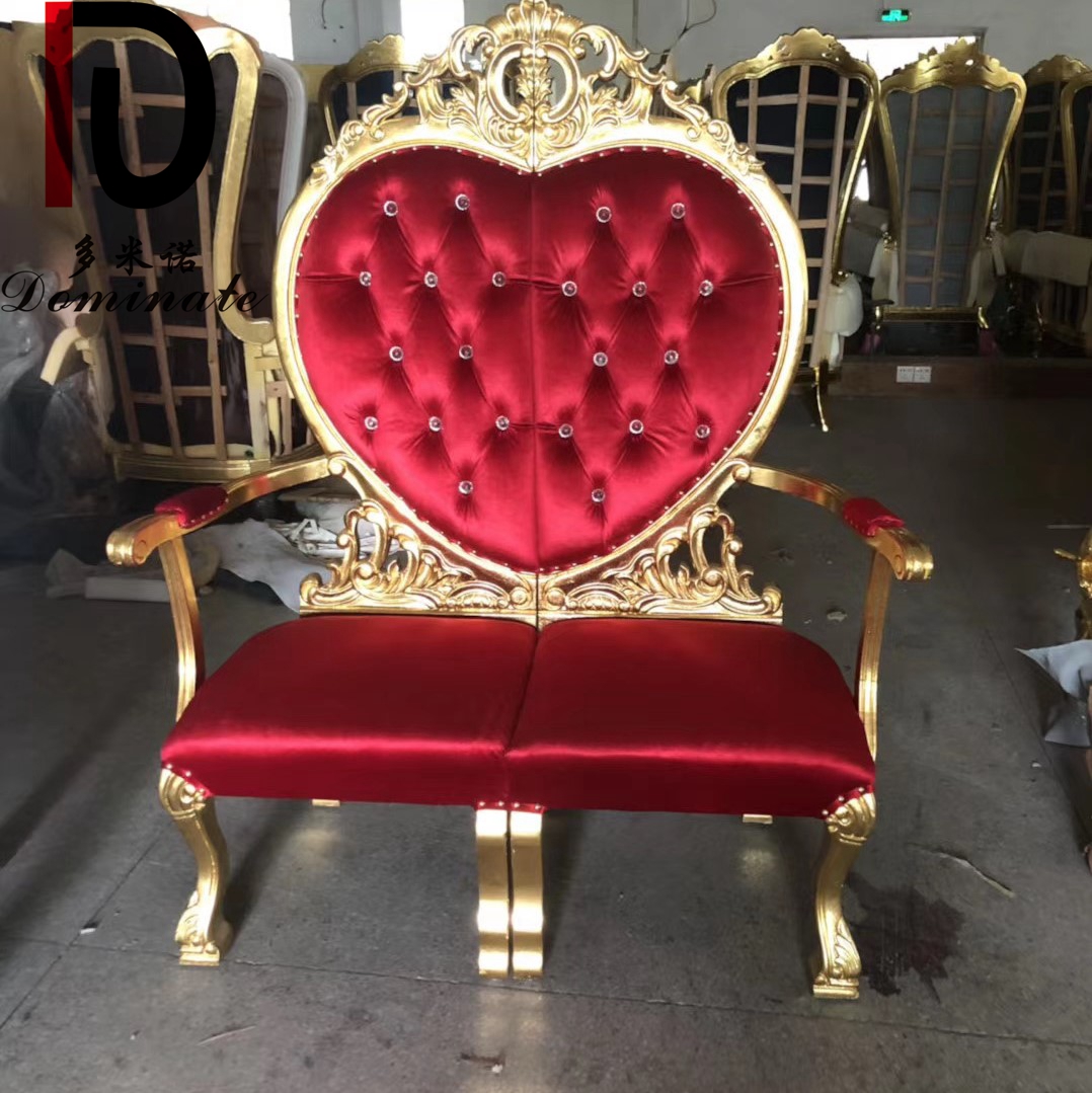 Royal Events Furniture Double Seats Red Love Shape Bride And Groom Chair Wedding King Throne Chair