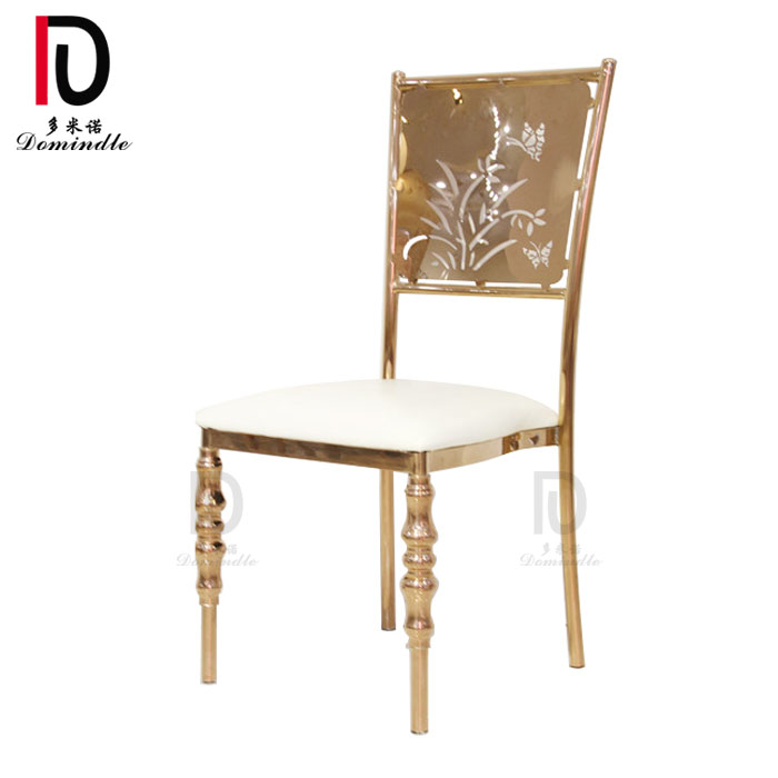 China Stackable Wedding Event Chair –  stackable banquet gold wedding dining chair stainless steel frame – Dominate