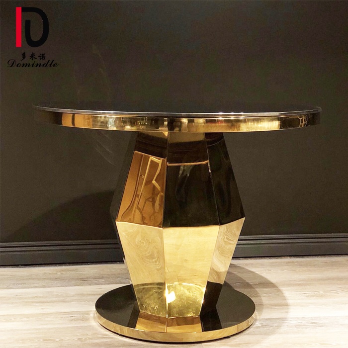 Wholesale Gold Dining Table –  glass top wedding round table stainless steel dining table – Dominate
