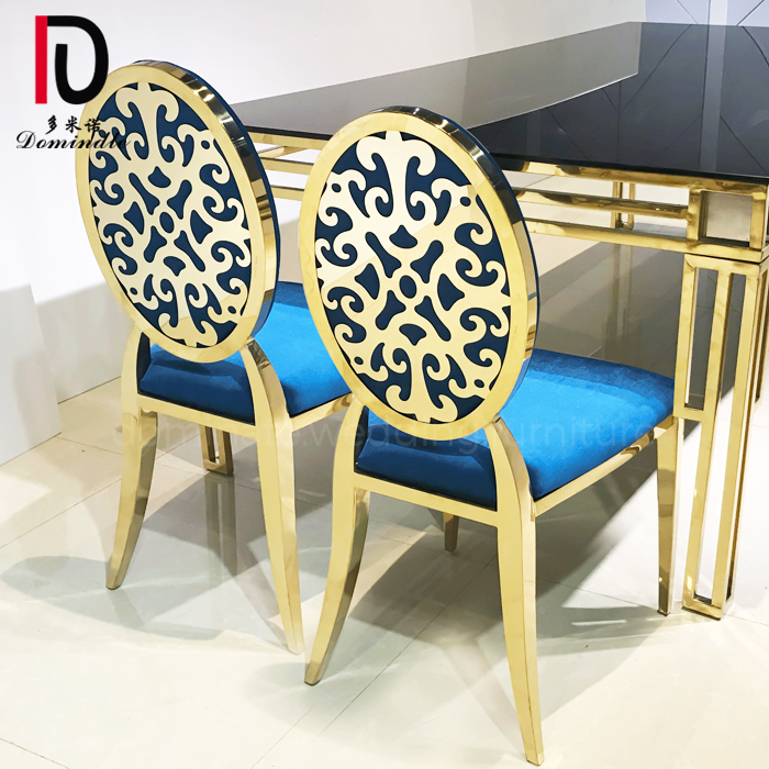 rental stackable round back stainless steel gold hotel chair for wedding