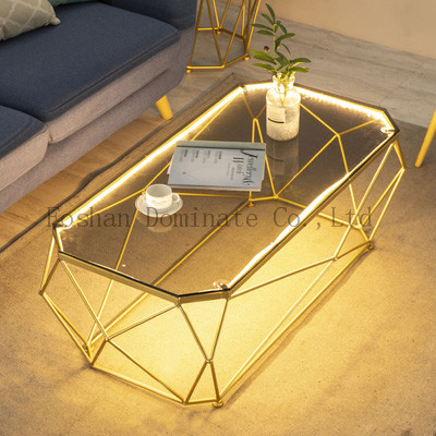 China Gold Stainless Steel Wedding Table –  Modern rectangular tempered glass stainless steel tea table for living room – Dominate