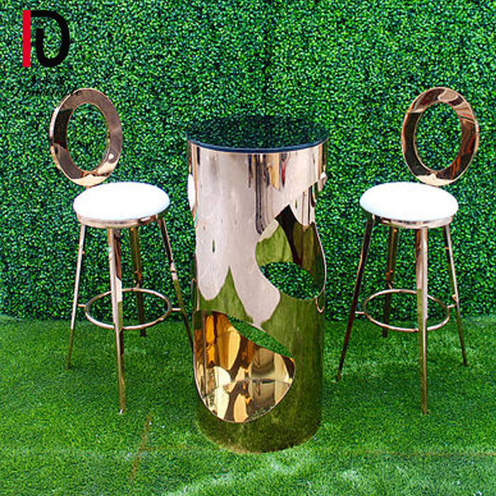 mirror glass cocktail table stainless steel bar table