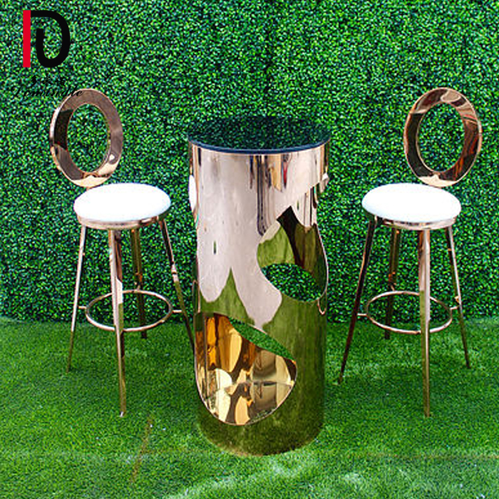 Wholesale New Design Stainless Steel Table –  mirror glass cocktail table stainless steel bar table – Dominate