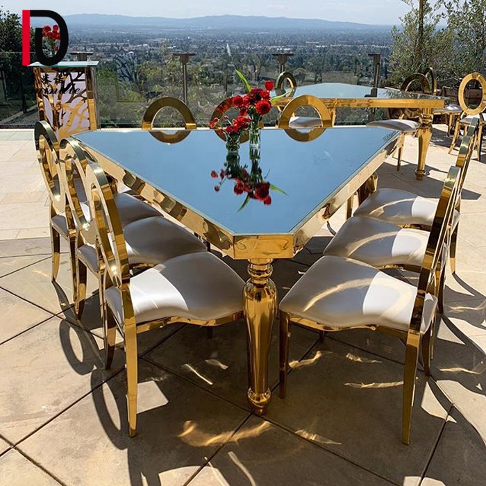 OEM Event Wedding Hotel Table –  hotel banquet gold stainless steel Triangle wedding dining table for event – Dominate
