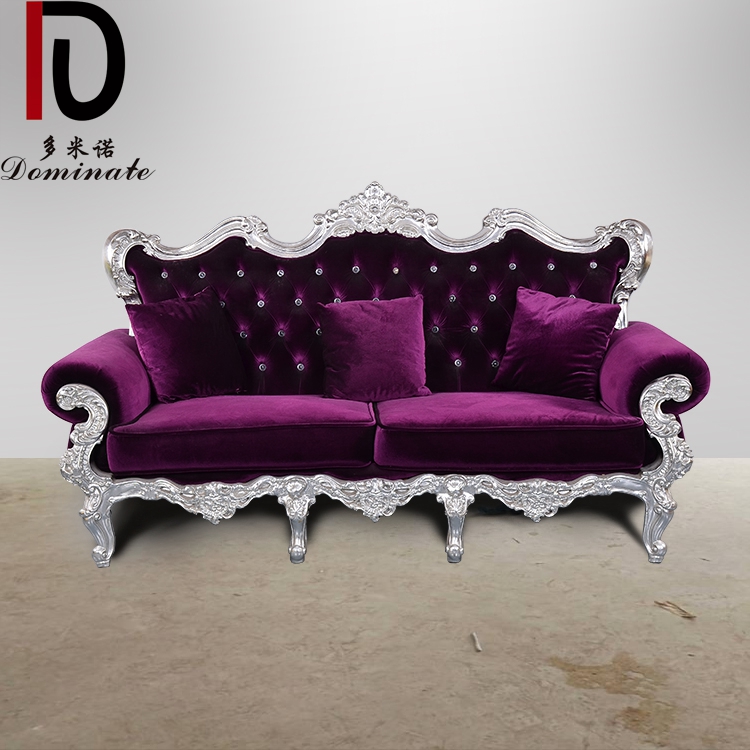 Royal 2 Seater Purple Chesterfield Shiny Tufted Velvet Hotel Sofa Wedding King Throne Sofa Featured Image