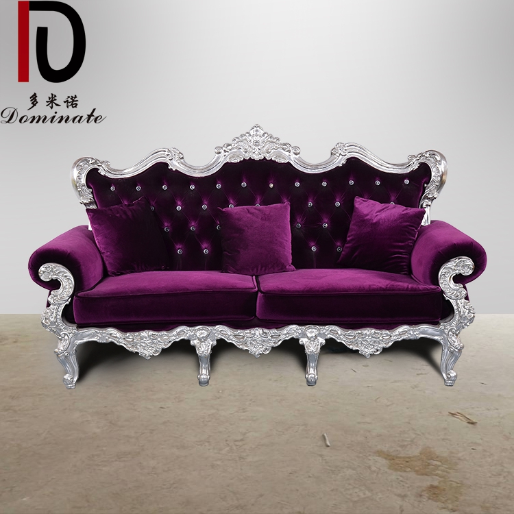 Good quality Sofa From China – Royal 2 Seater Purple Chesterfield Shiny Tufted Velvet Hotel Sofa Wedding King Throne Sofa – Dominate