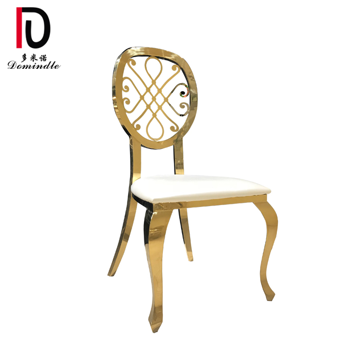 China High Back Wedding Chair –  Fashionable High Quality Event Banquet Chair Gold Stainless Steel Frame  Dining Chair – Dominate