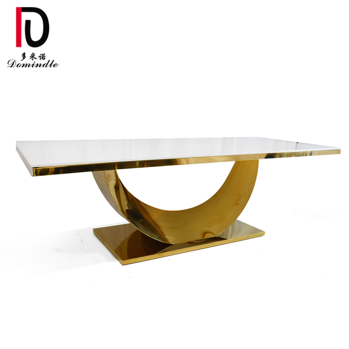 China Stainless Steel Cake Table – 2019 rectangular stainless steel gold glass top wedding dining table – Dominate detail pictures