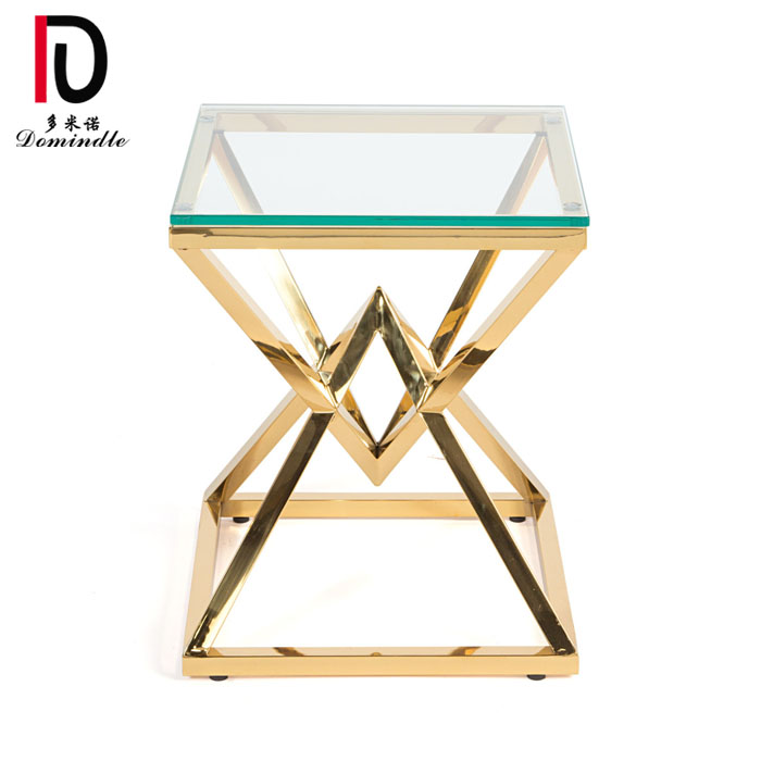 modern gold stainless steel tempered glass top wedding coffee table