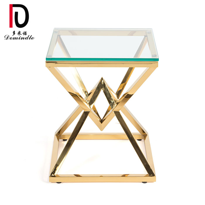 OEM Metal Wedding Table –  modern gold stainless steel tempered glass top wedding coffee table – Dominate