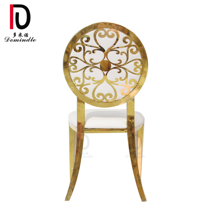 China Stacking Banquet Chair – 
 dubai style round back gold stainless steel wedding chair for hotel – Dominate