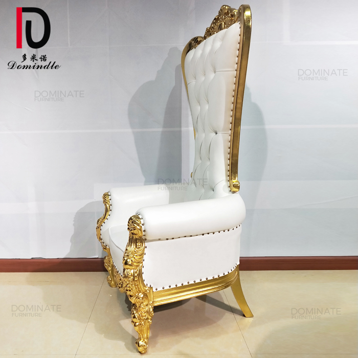 Wooden spray golden high back carved frame bride groom king chair throne luxury