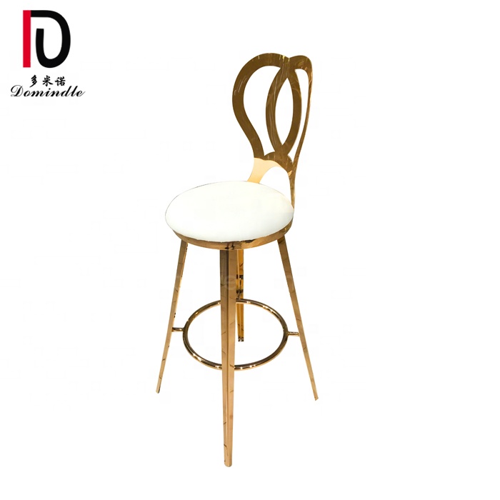 Wholesale Gold Wedding Dining Chair –  Flower Backrest High Furniture Modern Stainless Steel Metal Bar Chair for cocktail table – Dominate