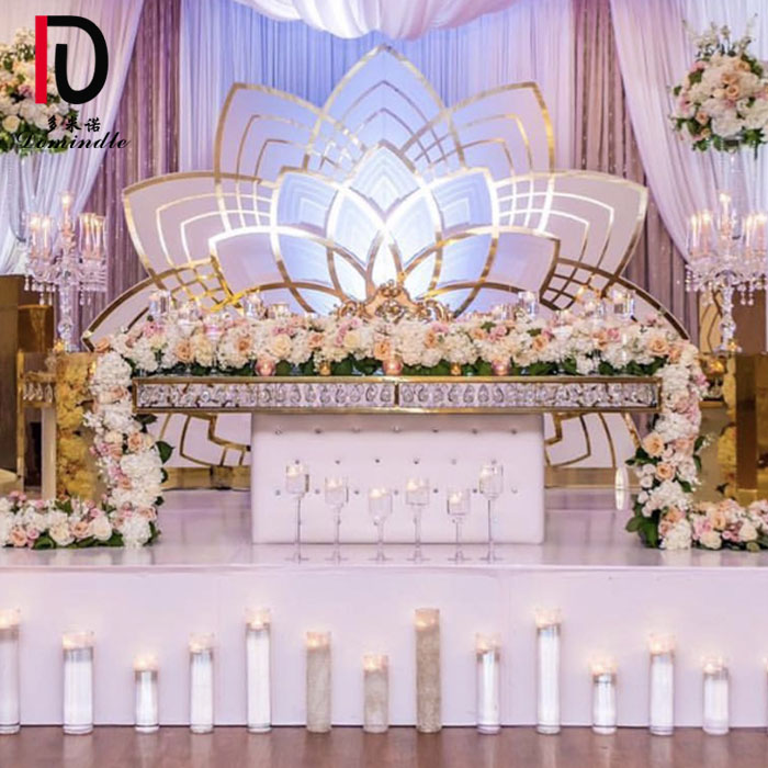 OEM Gold Stainless Steel Event Table –  factory sale stainless steel wedding glass crystal dining table – Dominate