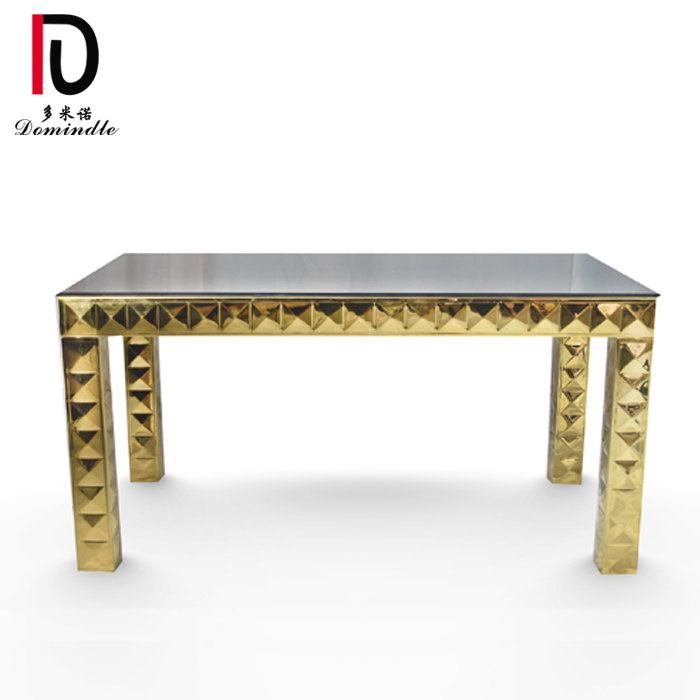 unique design stainless steel mirror glass table dining table for wedding