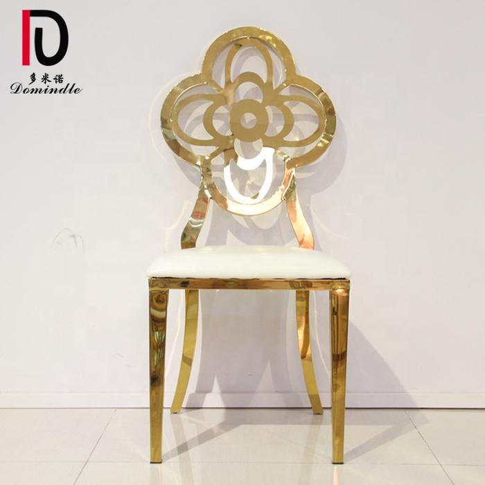 Stainless steel frame fancy flower shape leather gold chair metal