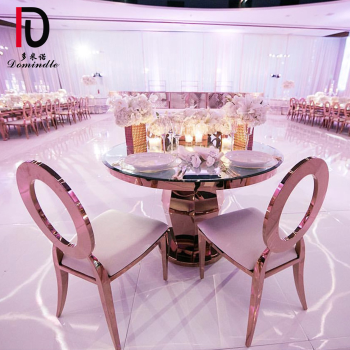 luxury round golden stainless steel decoration cake table for wedding