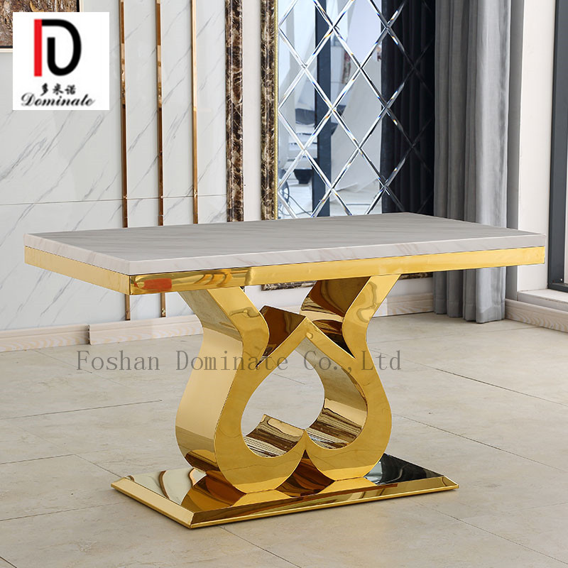 China Party Hotel Table –  European marble dining table and chair combination stainless steel household rectangular table – Dominate