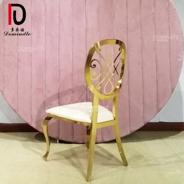 Hotel furniture pu cushion golden metal rental shop use carved wedding chairs