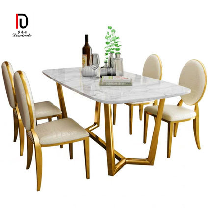 China Elegant Wedding Table –  Nordic simple marble stainless steel wedding dining table – Dominate