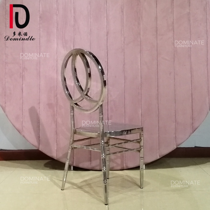 OEM Modern Popular Hotel Chairs Banquet Chairs –  Modern simple design silver wedding outdoor use stainless steel dinning chairs – Dominate