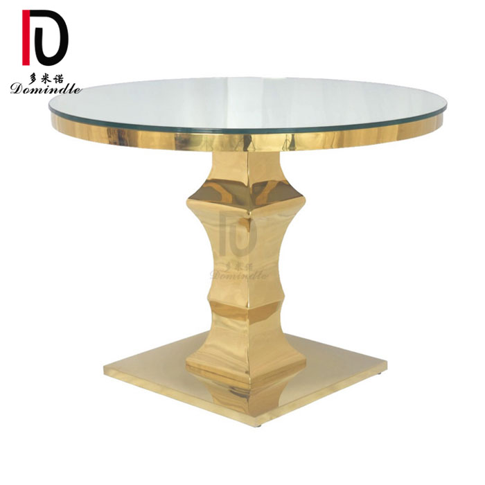 modern new event furniture mirror glass top stainless steel golden wedding cake table