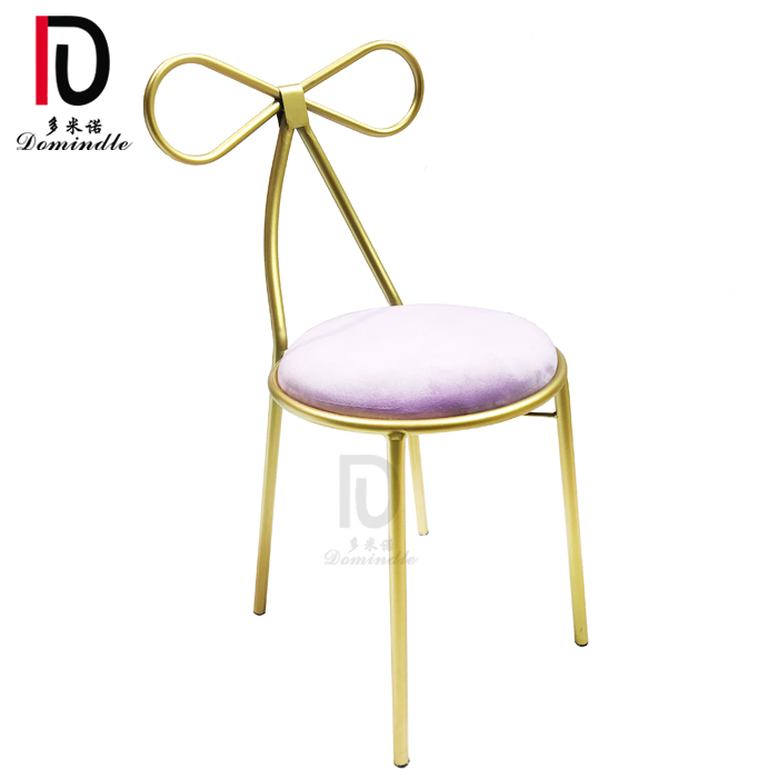 China Stainless Steel Chair –  new modern wedding bow back stackable gold iron chair for events – Dominate
