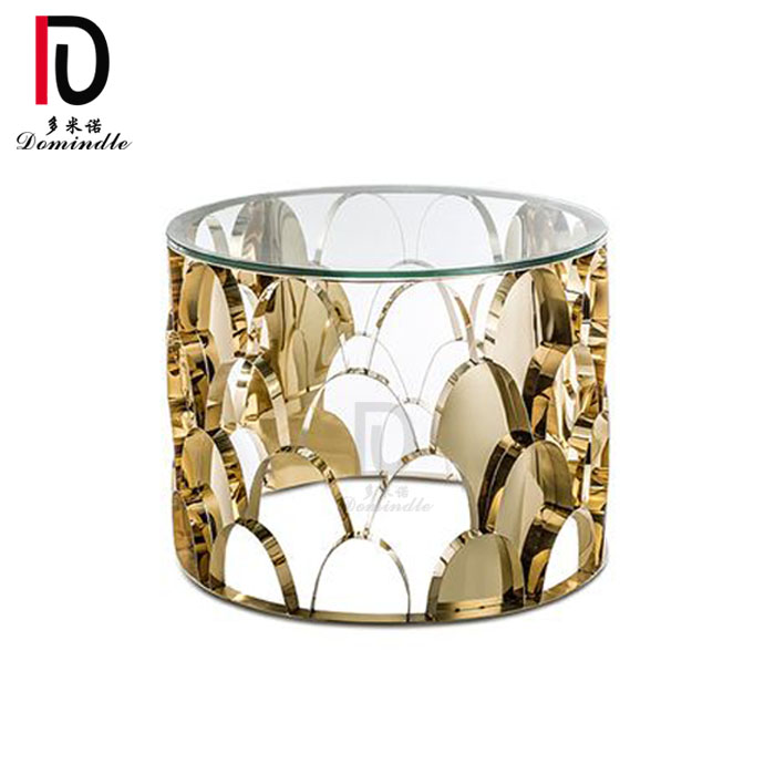 China High Back Gold Hotel Table –  modern unique stainless steel base tempered glass coffee table for wedding – Dominate