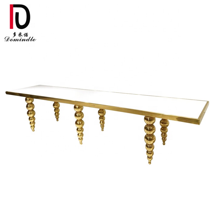 Dubai design gold stainless steel frame MDF top wedding dining table