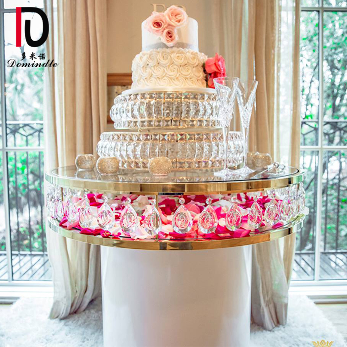 stainless steel wedding crystal round cake banquet dining table
