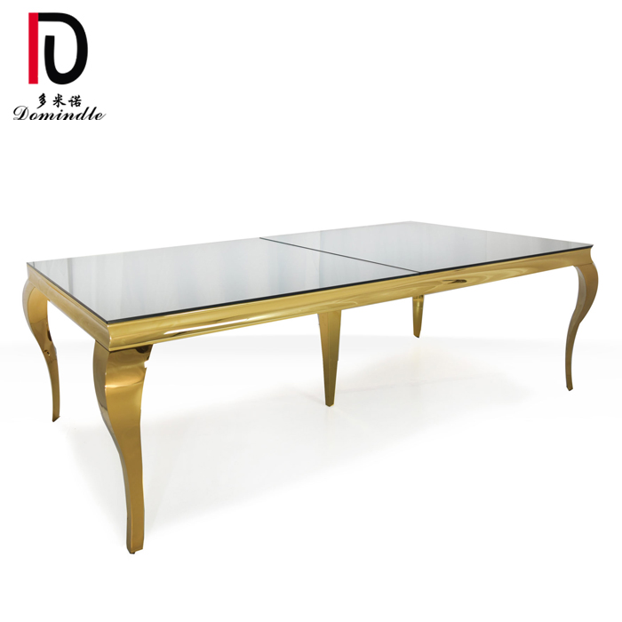 New design mirror glass table stainless steel dining table