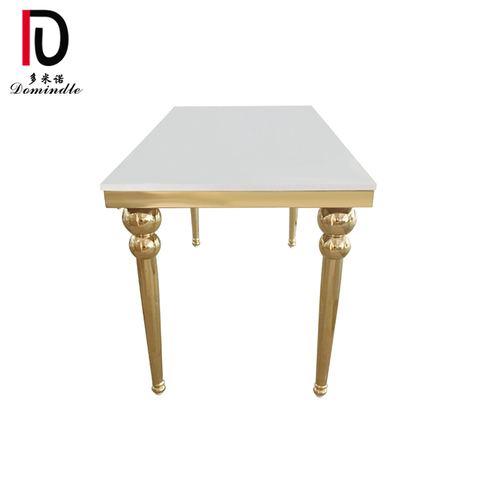 Factory source High-End Dining Table - white MDF top with gold stainless steel legs dining table for events – Dominate detail pictures
