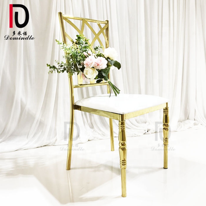 Good quality Sofa From China – Event banquet furniture stainless steel cross back golden royal dinner chair – Dominate