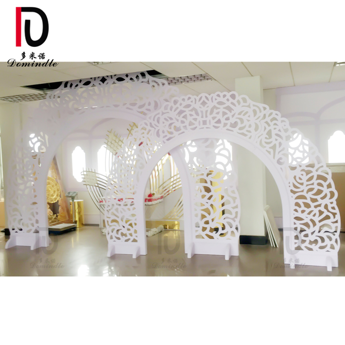 modern chic wedding decor White acrylic wood arch backdrop for events