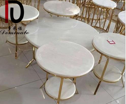 Factory Direct Sale Marble And Stainless Steel Combination Coffee Table Set 4+1 Coffee Table Chair Sets