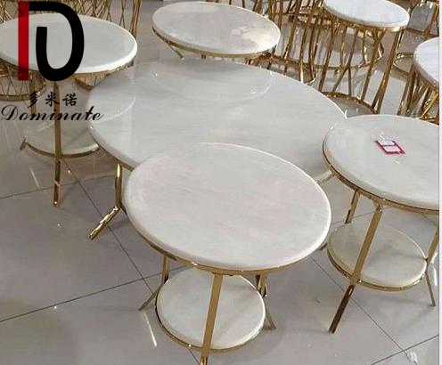 China Gold Modern Dining Table –  Factory Direct Sale Marble And Stainless Steel Combination Coffee Table Set 4+1 Coffee Table Chair Sets – Dominate