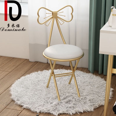 OEM Gold Stainless Steel Wedding Chair –  Luxury Metal Chair Wedding Hotel Furniture Modern Style Bowknot Back Folding Chair With Soft Cushion – Dominate