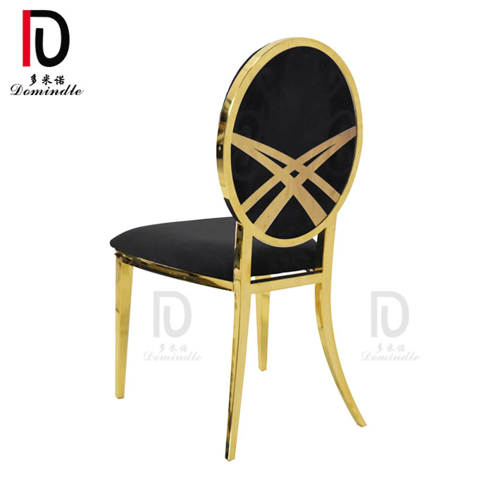 Best quality Stainless Steel Banquet Chair - Gold modern stackable oval back leather dining chair – Dominate detail pictures