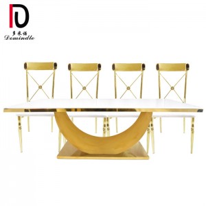 Well-designed Gold Cake Table -
 Rectangular glass top stianless steel wedding table – Dominate